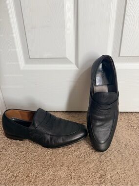 Men’s Classic Black Leather Slip-On Loafers- Zanzara